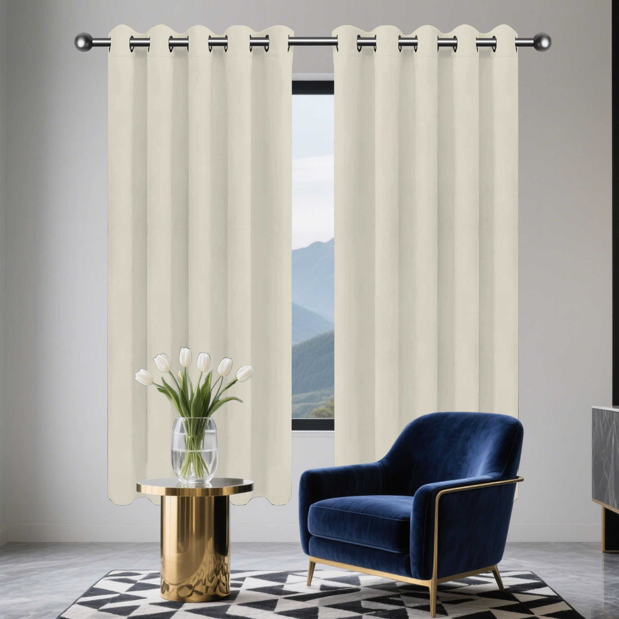 Rideau occultant anti froid 140x245 pour bloquer la lumiere et isoler le salon beige