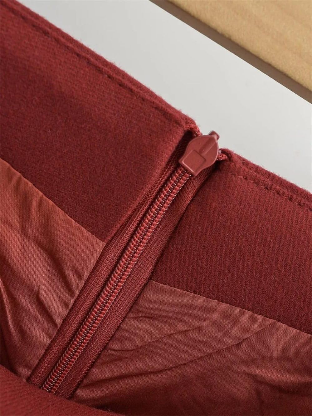 SWEPER Falda Corta De Mujer - Falda De Lana Fina para Mujer, Minifalda De Cintura Alta con Pliegues Decorativos, Cremallera Trasera, Moda De Primavera