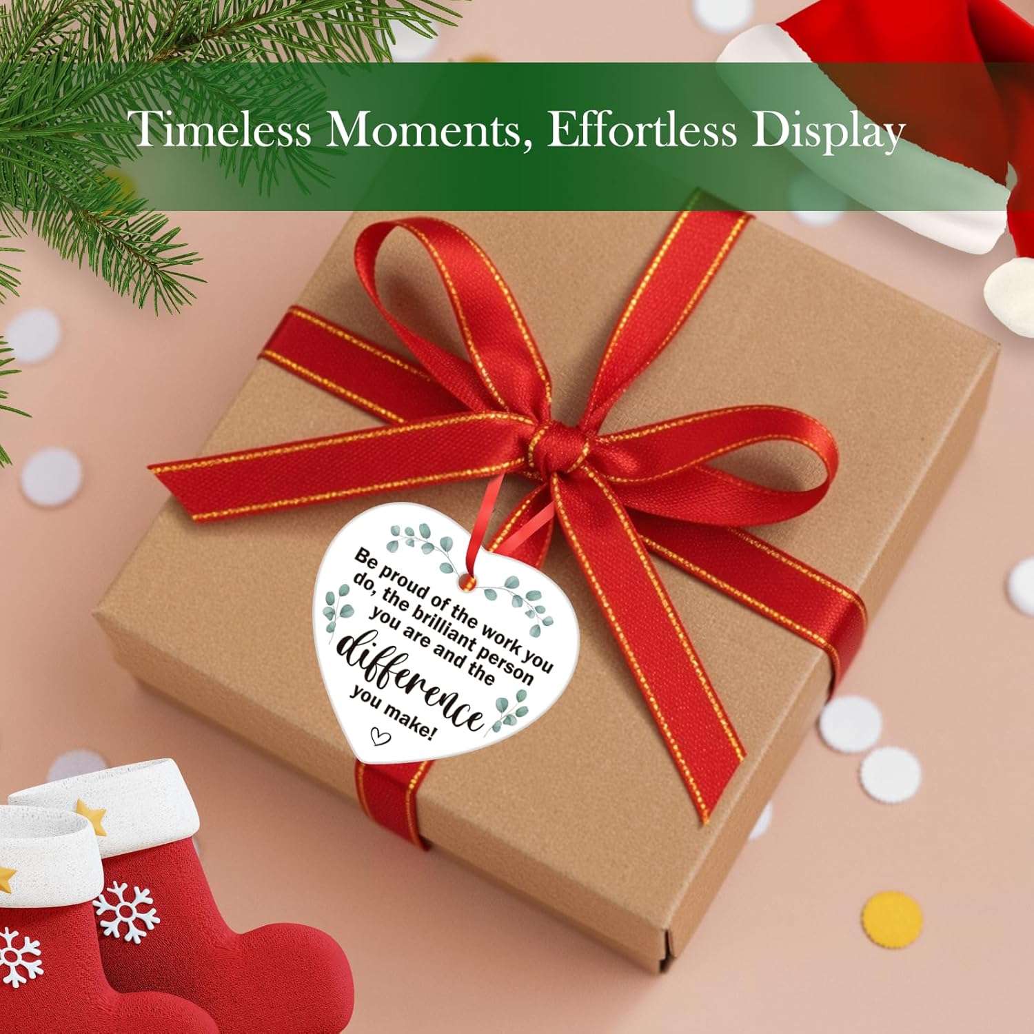 Retirement Gifts for Women Men, Retired Eucalyptus Ornaments Gifts for Coworker, Boss, Friends, Never Underestimate The Difference You Made Ceramics Christmas Ornaments - Image 6