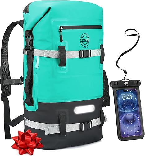 STOVER Mochila impermeable de 51025304055L, bolsa seca flotante para kayak, viajes, playa, senderismo y campamento, hombresmujeres