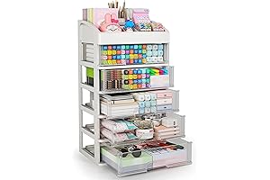 Versatile Plastic 5 Drawer Storage Organizer for Enhanced Workspace Efficiency