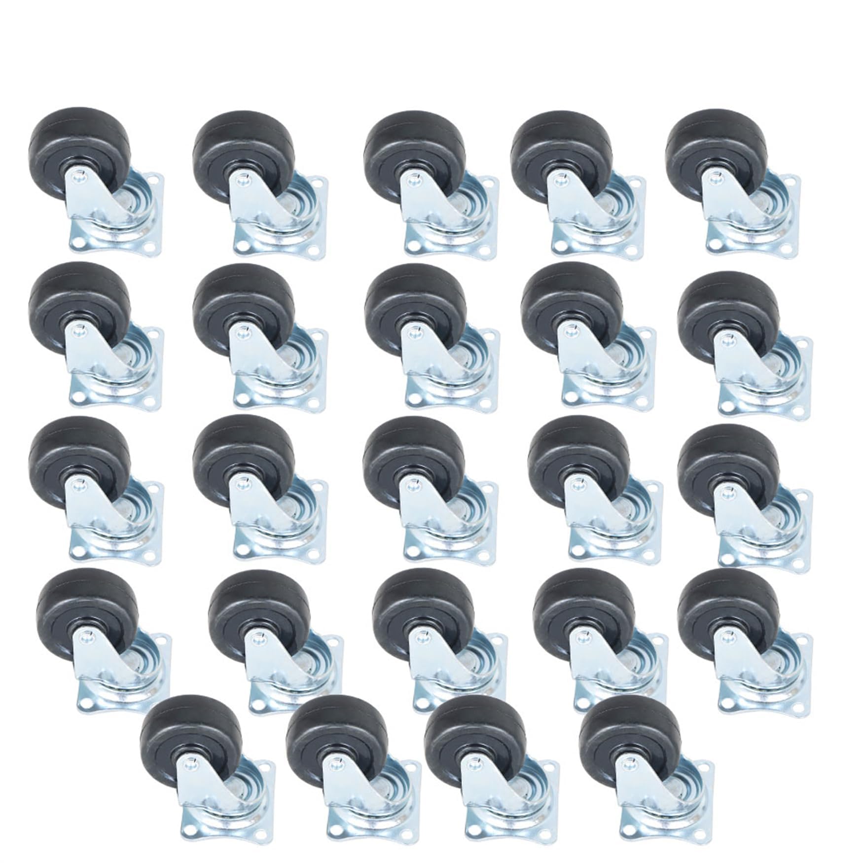 WFLNHB 24 Pack 2" Swivel Caster Wheels Rubber Base with Top Plate and Bearing Heavy Duty Fit for Tea Tables, Plant Racks, Warehouses and Industrial Areas
