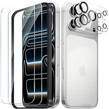 2+2 Pack compatible with iPhone 17 Pro Max Screen Protector Tempered Glass with Camera Lens Protector, Protection Film with Easy Installation Frame, 9H Hardness, Scratch Resistant, Case Friendly