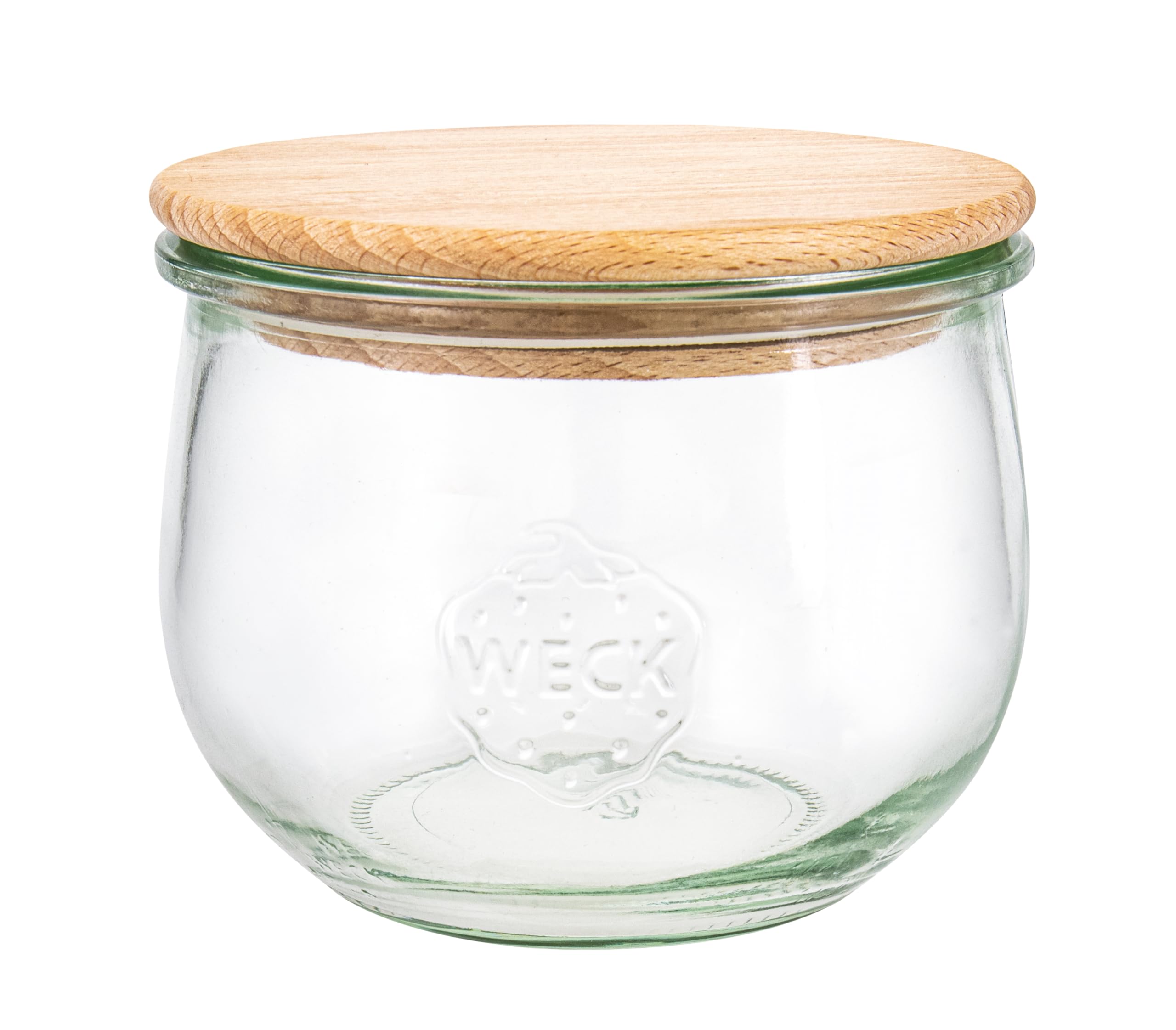 Weck Tulip Shape Jars #744 (Pack of 6, Capacity 500 ml, Storage Jar with Wooden Lid + Silicone Seal, Storage Jar for Pasta/Spices/Cereal) 79199