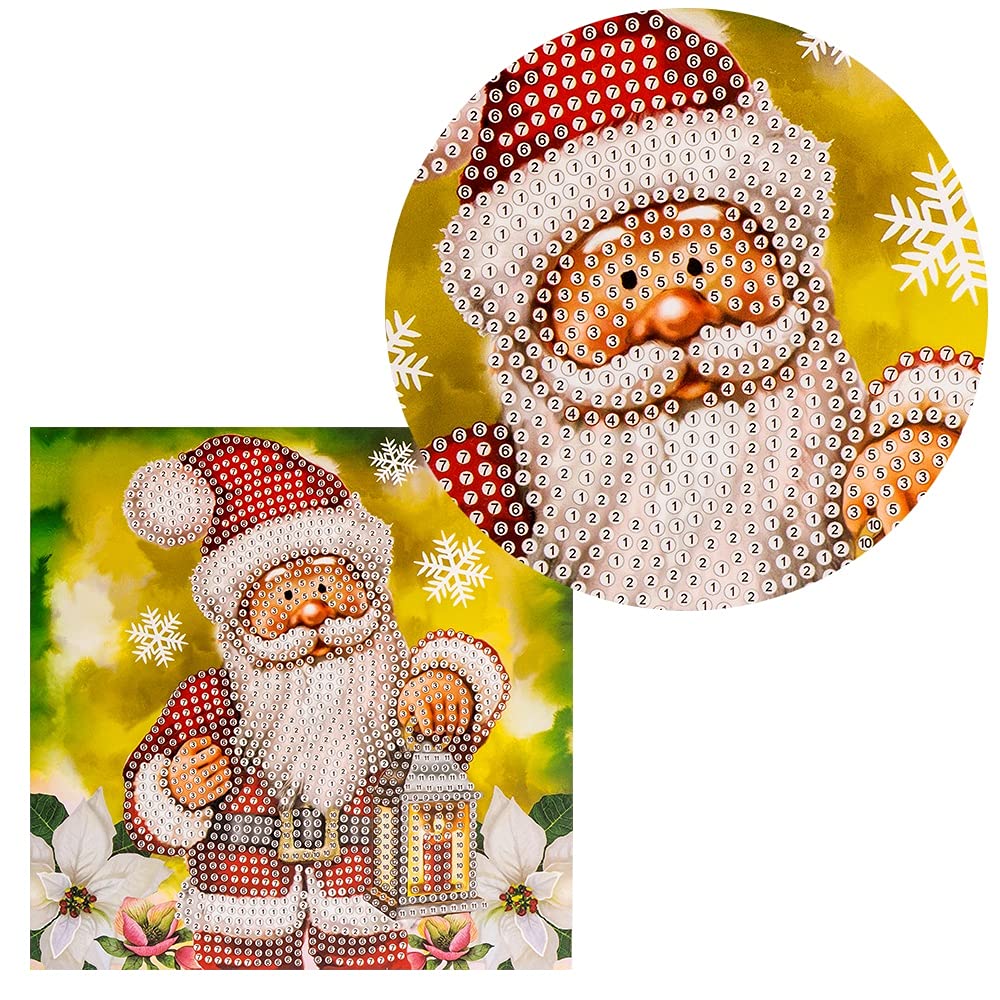 Ideen mit Herz Diamond-Painting-wenskaart, 16 x 16 cm, 370 g/m², inclusief envelop en gereedschap, kerstman