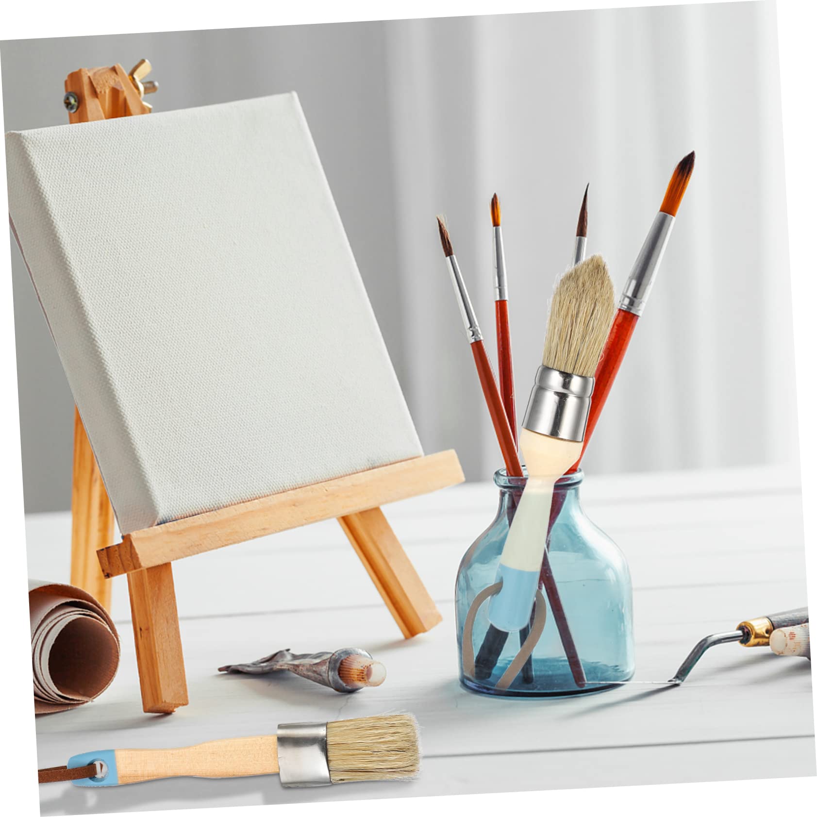 MAGICLULU 4piezas Pinceles De Cerdas Naturales para Pintar y Encerar Muebles Mango De Madera Cómodo Herramienta Versátil para Pintura Acrílica Madera y Decoración del Hogar