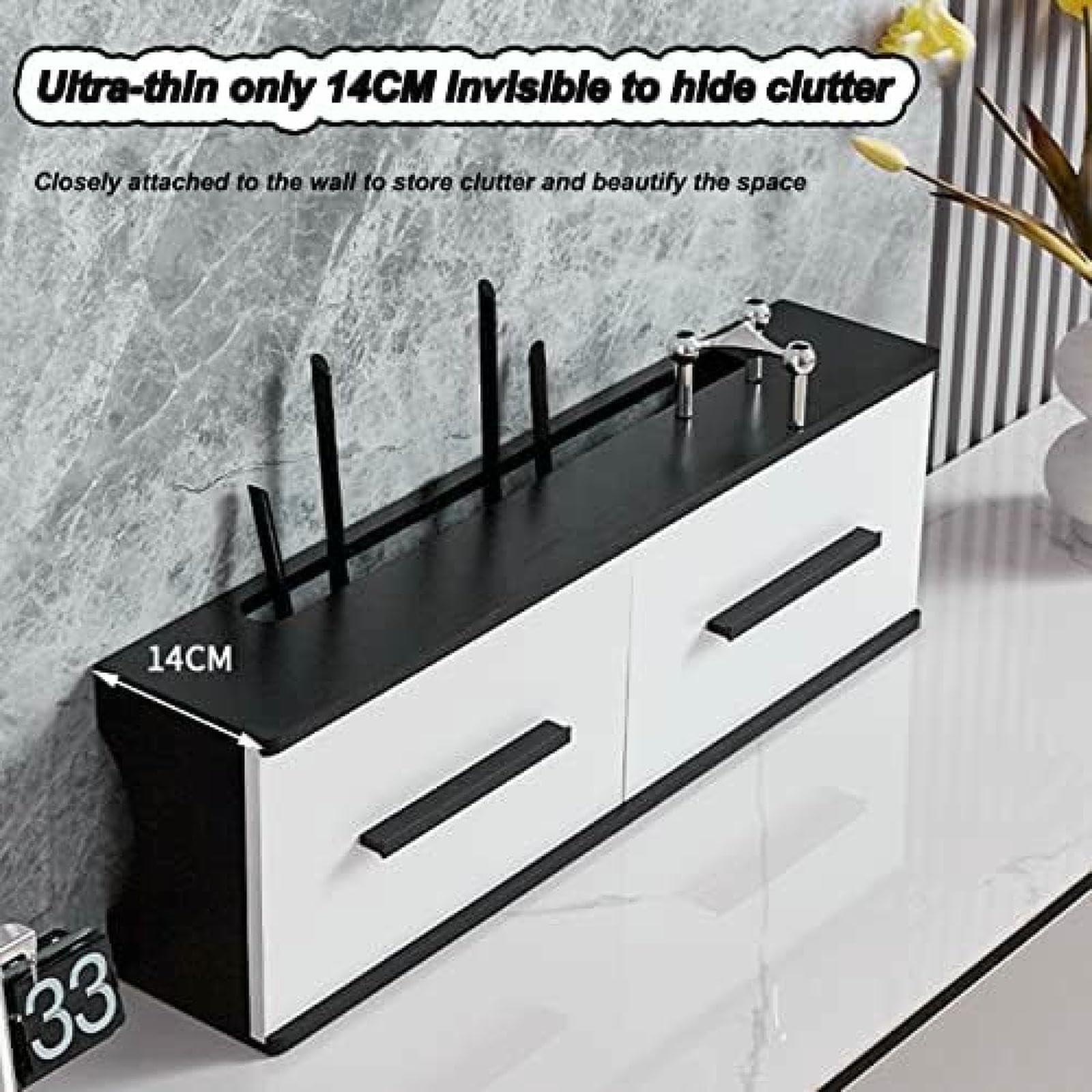 Étagère murale flottante pour routeur WiFi, modem, mini projecteur, boîtier TV et haut-parleur – Organiseur de rangement pour la maison et le bureau