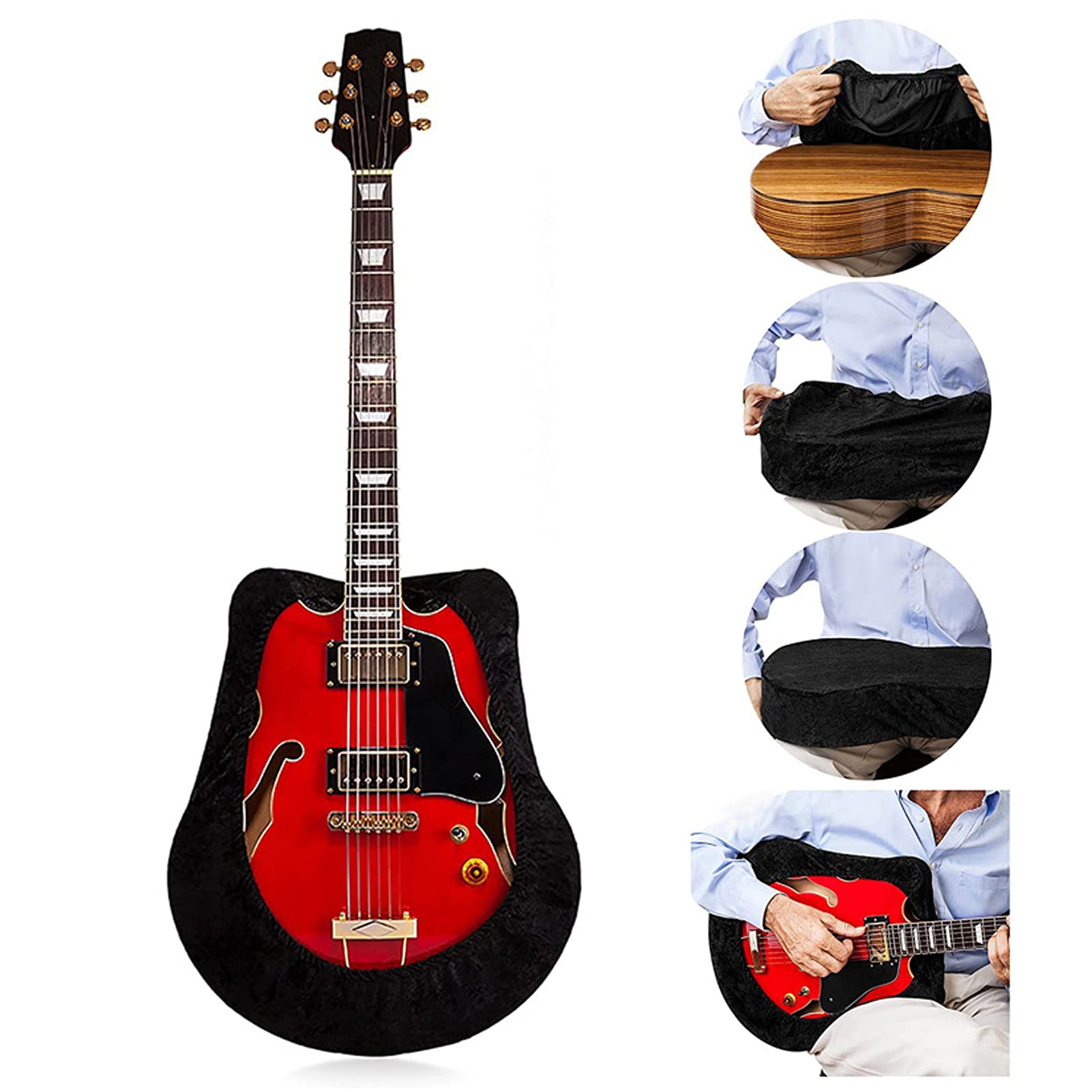 Funda Protectora para Guitarra, Negra, Compacta, Suave, Protectora para Guitarra, Franela Ligera, Resistente Al Desgaste para bajo Acústico