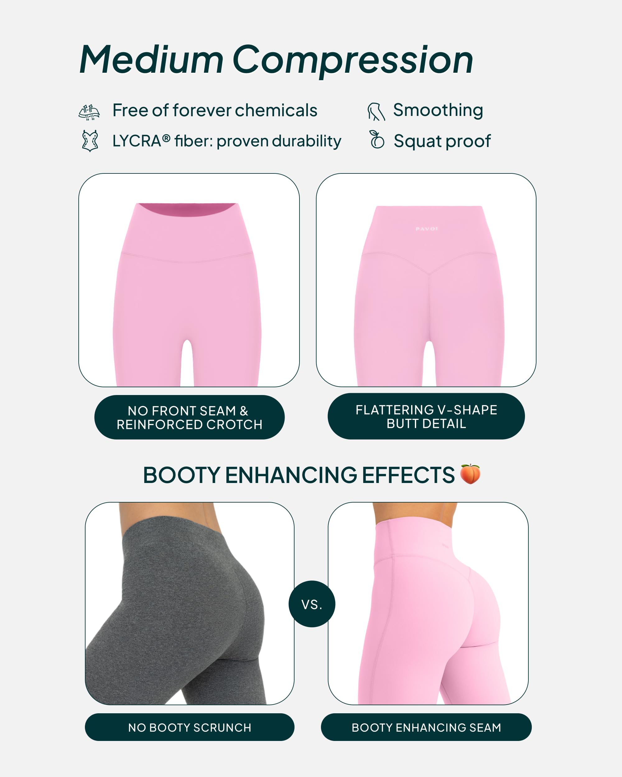 PAVOI ACTIVE Miękkie legginsy treningowe dla kobiet - wysoki stan bez szwów z przodu legginsy na siłownię spodnie do jogi - FlexFlow