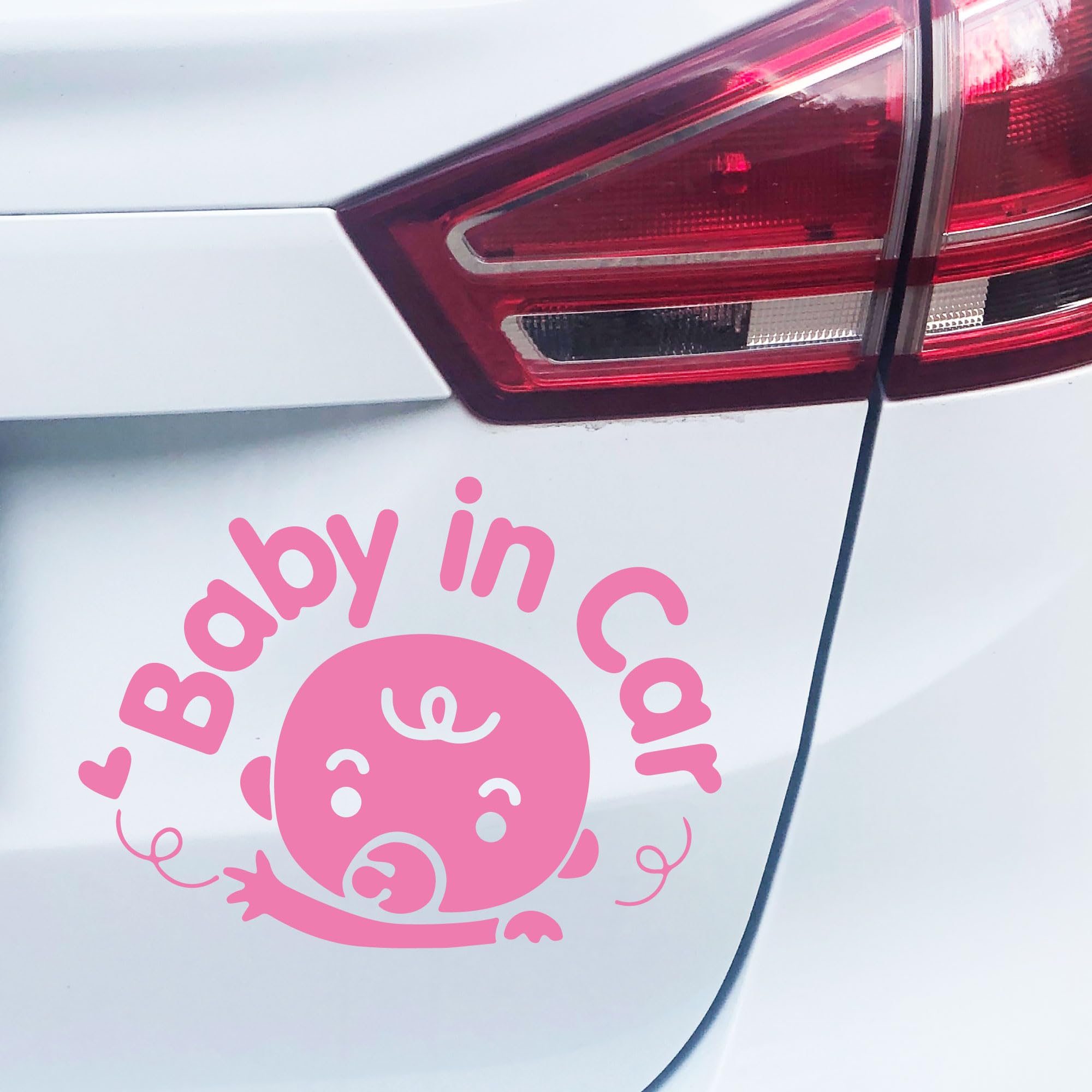 P004 Baby in Car Sticker 14 cm x 10 cm Vinyl Baby on Board (Pink) - Image 2