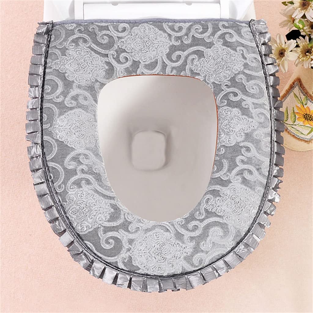Mzpxqmsyk Women's Grey Toilet Seat Cushion, Toilet Seat Cushion Cover Warm Washable Multicolor(Grey)