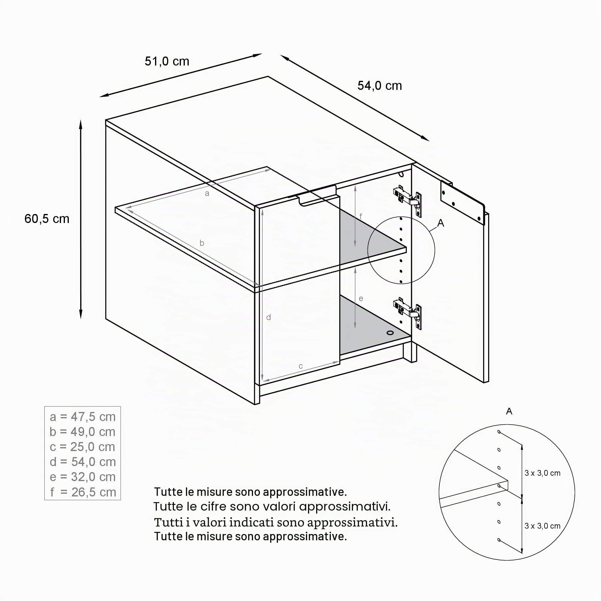 Vladon Mobiletto porta stampante Logan, armadietto schedario con 2 scomparti e 2 ante, cassa nero opaco, frontali rovere naturale, (51 x 60,5 x 54 cm)