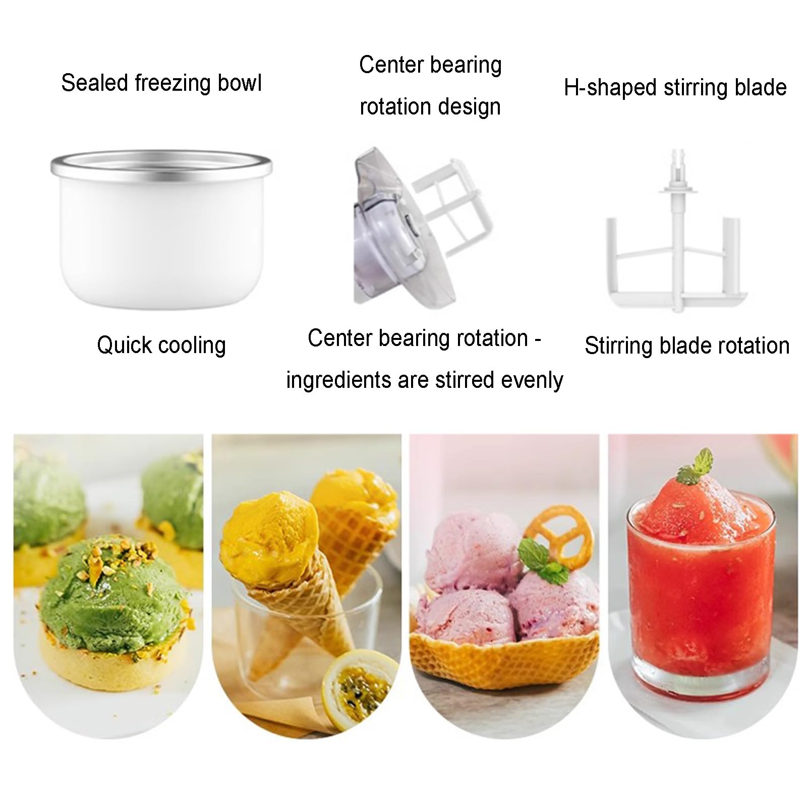 Máquina para Hacer Helados Caseros, Yogur Helado Y Postres, con Recipiente De 500 Ml, Preparación Rápida En 25 Minutos, para Preparar Helado, Sorbete Y Yogur