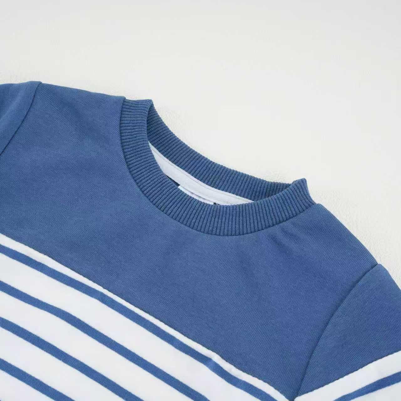 Toddler Boys Fall Outfit Baby Winter Clothes Long Sleeve Crewneck Sweatshirt Pants Set Stripe Sweats 18M-5T - Image 6