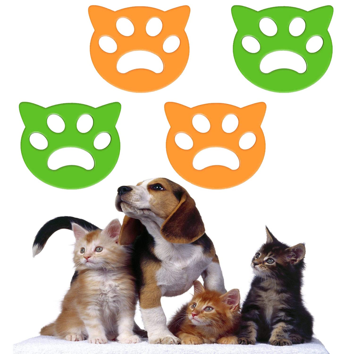 DELFINO Pet Hair Remover, 4PACK Pet Cats and Dogs Hair Catcher, Pet Fur and Lint Remover, for Animal Hair/Clothes/Bedding, Help Remove Clothes, Blankets and Any Other Hair, Pet Hair and Other Debris