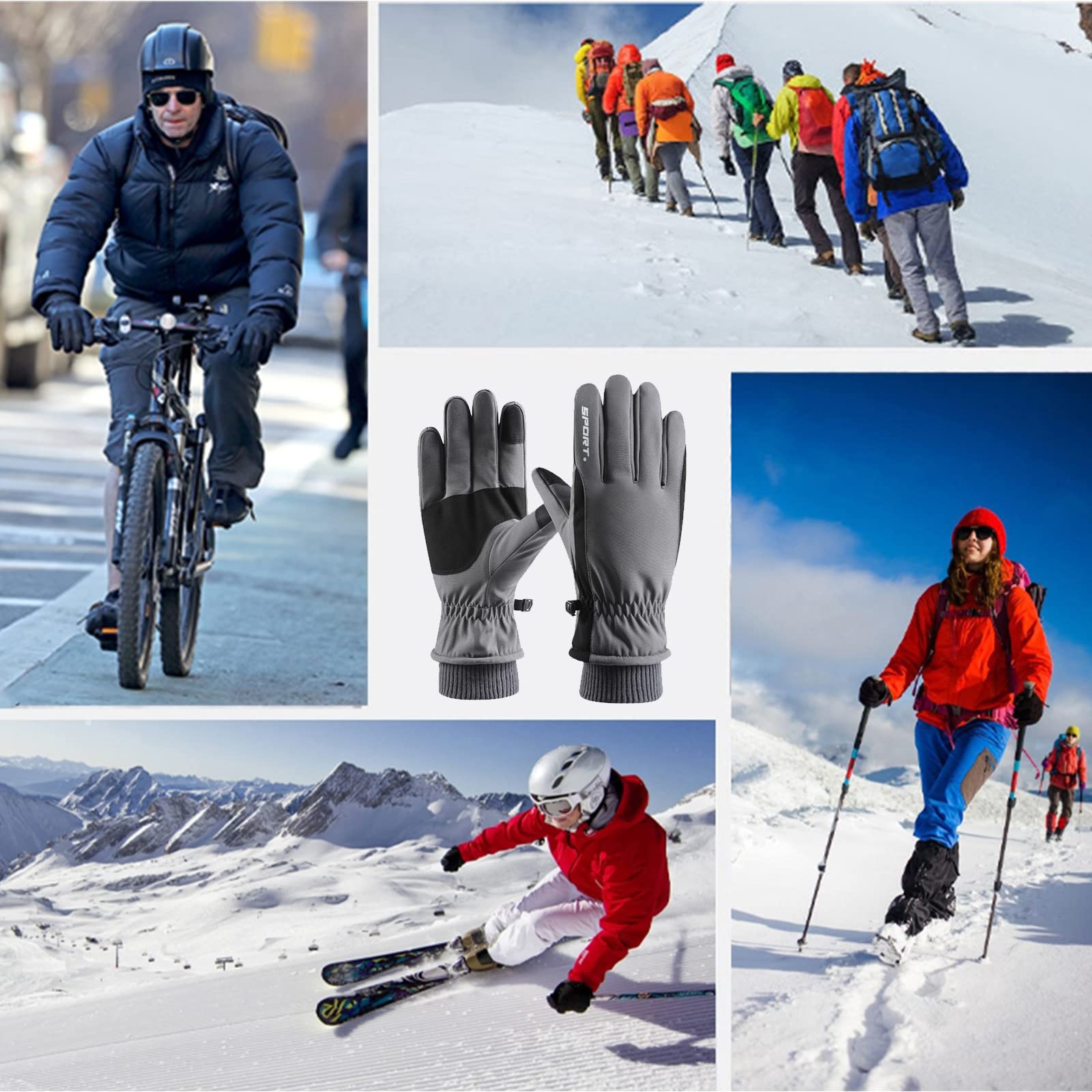 Gants D'hiver Tactiles Doublés Polaire - Imperméables Et Coupe-vent - Pour Sport Outdoor (course, Rando, équitation...)