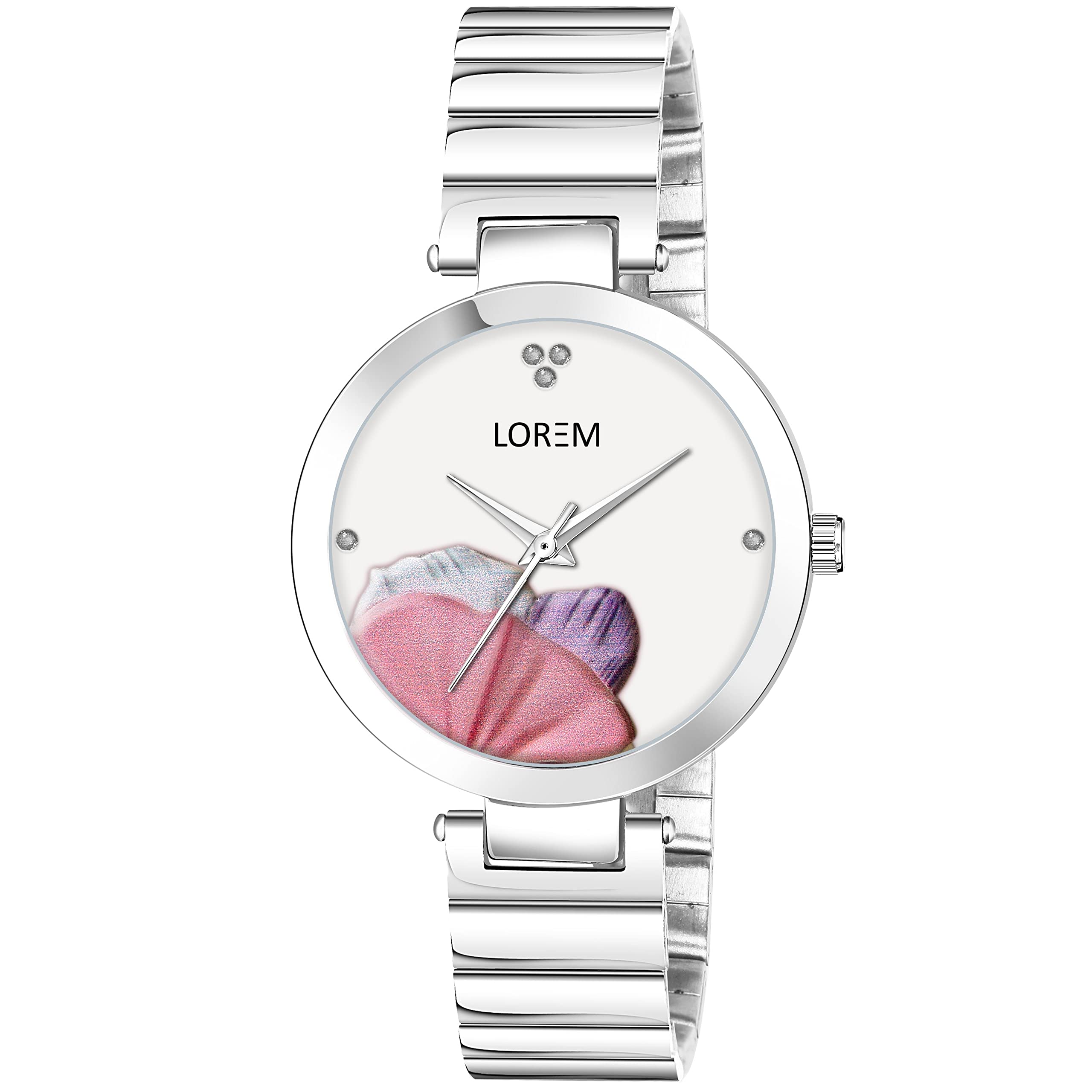 LOREM Flower Design White Designer Dial Silver Metal Strap Round Analoge Watch for Women- FZ-LR314 (B0BXLHRZ3T) Amazon Price History, Amazon Price Tracker