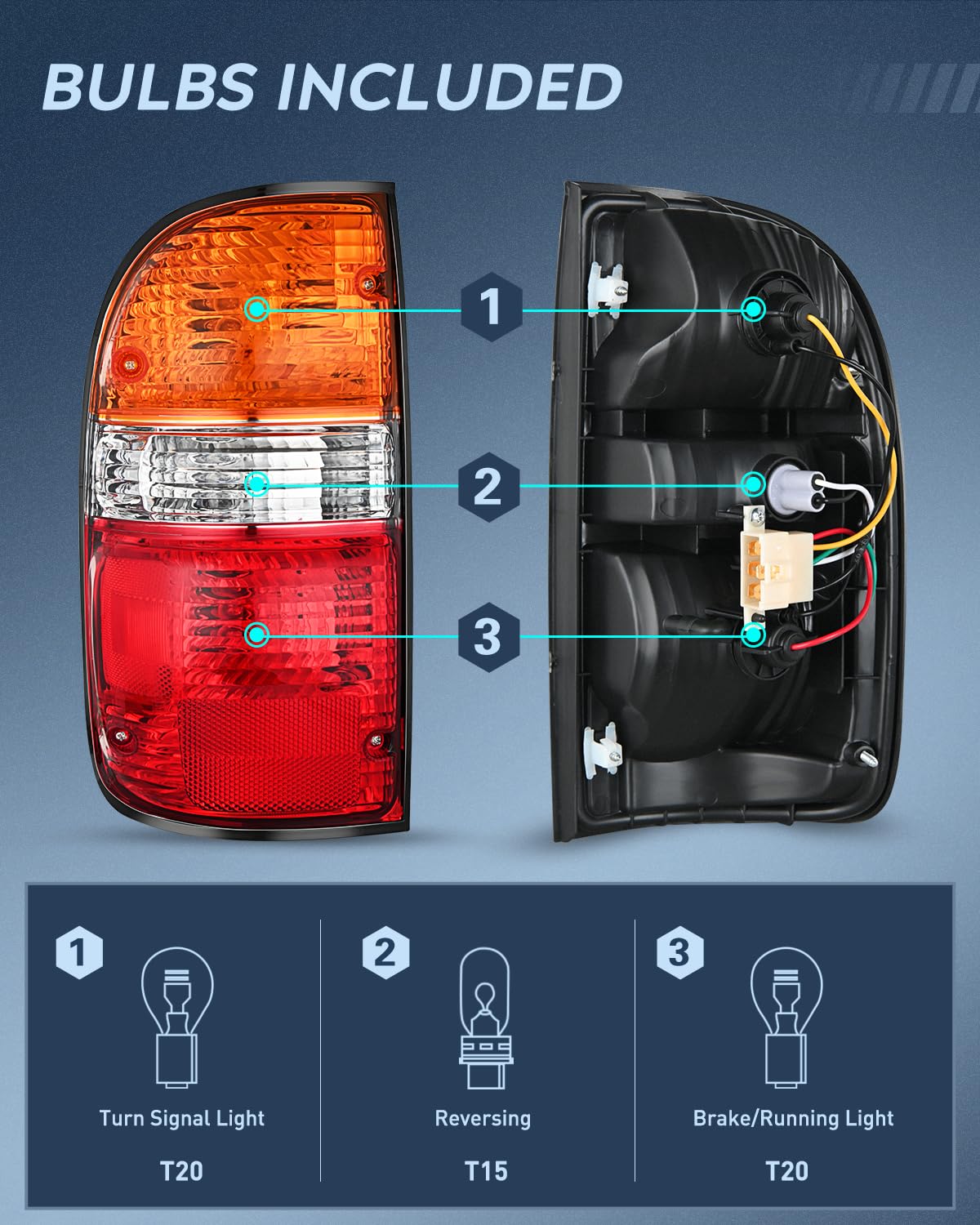 Nilight Taillight Assembly Compatible with 2001 2002 2003 2004 Toyota Tacoma Rear Lamp Replacement OE Style Driver and Passenger Side