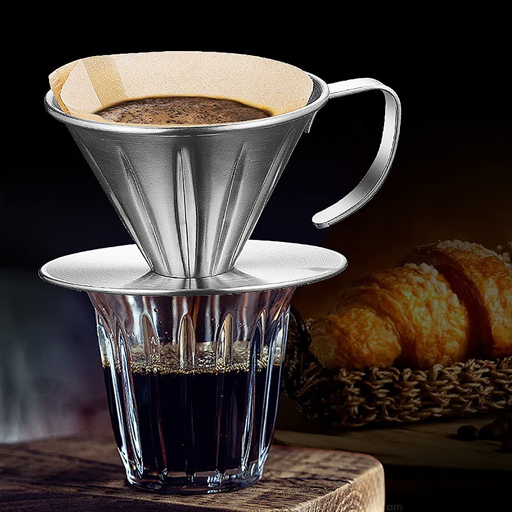 Pour Over Kaffeefilter Aus Edelstahl – Doppeltes Netz, Papierlos & Wiederverwendbar, Für 1–2 Tassen, 12,1 Cm Durchmesser