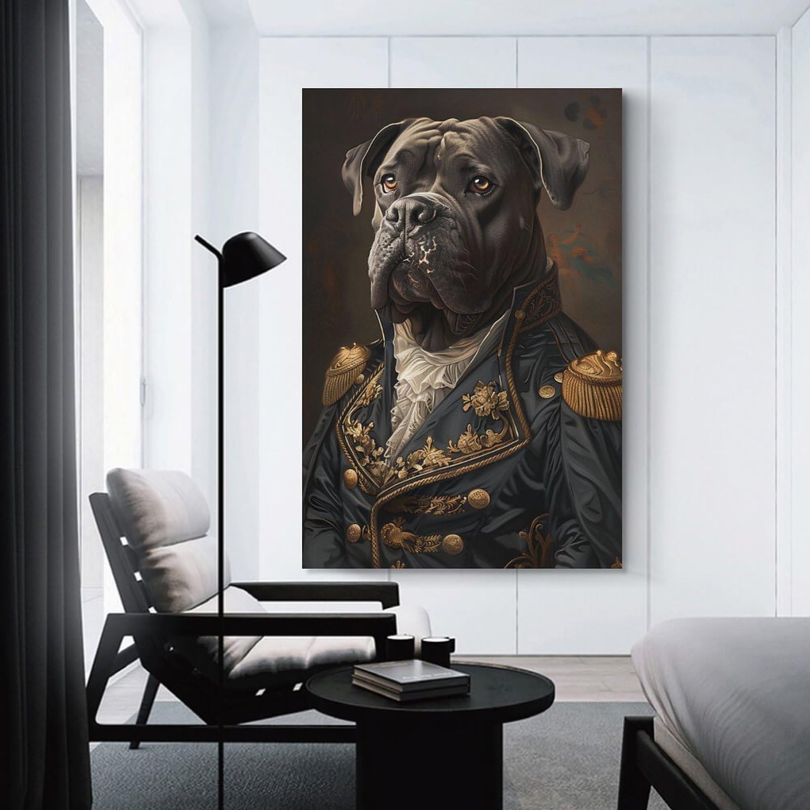 Junmoney Hanging Wall Art Elegant Dog Portrait Painting, 16x24inch(40x60cm), for Wall Displays, Bedrooms Or Room Updates, Wall Decor Suited to Curated Displays