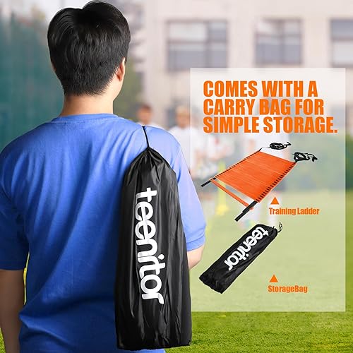 Miniatura 40 de Teenitor Escalera de agilidad Escalera de velocidad para fútbol, velocidad, fútbol, fitness, entrenamiento de pies, bolsa de transporte