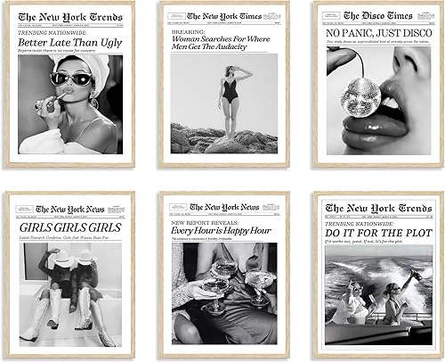 TWNSLLA Arte de pared de periódico de moda para mujer, busca dónde los hombres obtienen la audacia, impresiones de pósteres del New York Times,
