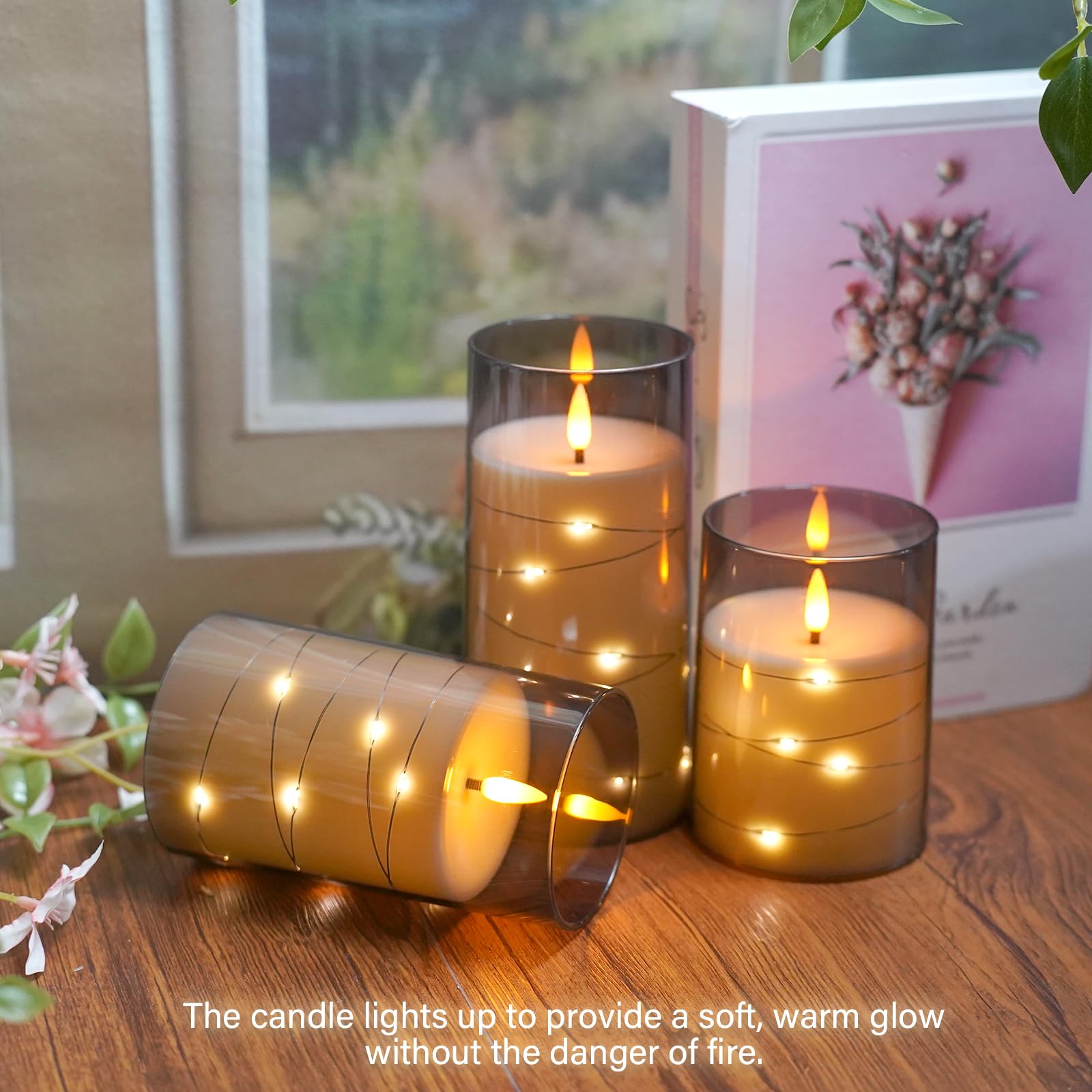 Amazon.co.jp: フレームレスキャンドル、埋め込みスターストリング付き