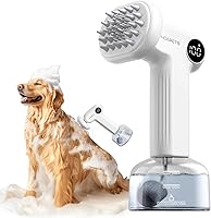Heapets Electric Dog Shampoo Dispenser Brush - 2 Foam Modes, Rechargeable Foamer for Easy Bathing, Massaging Grooming Short & Long Hair Pets