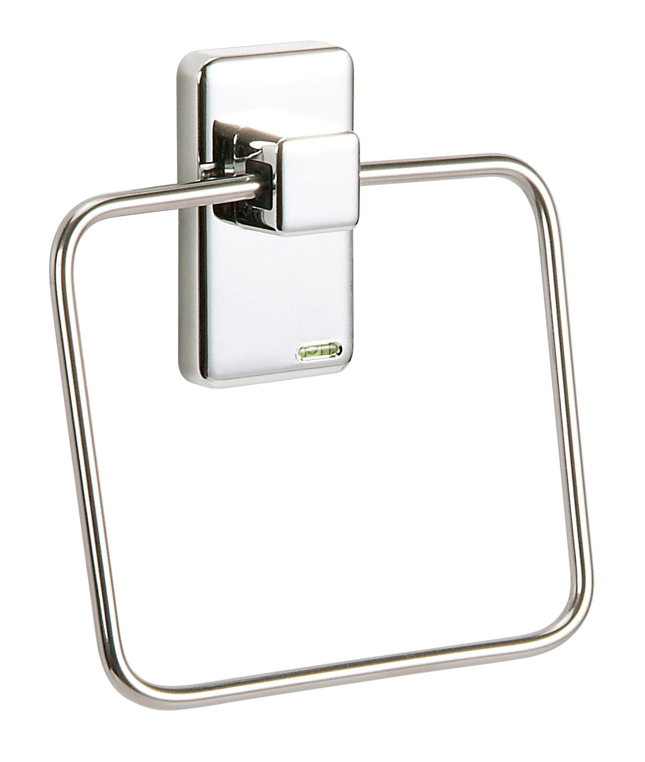 Anneau serviette carré chromé 14 cm à fixation murale adhésive 3M