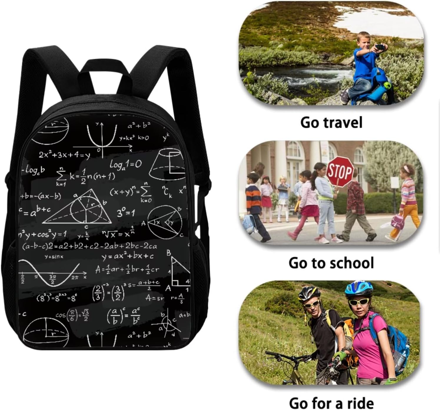 Ystardream Math Equation School Bags for Boys 14-16 Bookbag With Lunch Box Kids School Backpack 4 in 1 with Water Bottle Sleeve Pencil Case for Kids School Bag Book Bag Set 17 inch