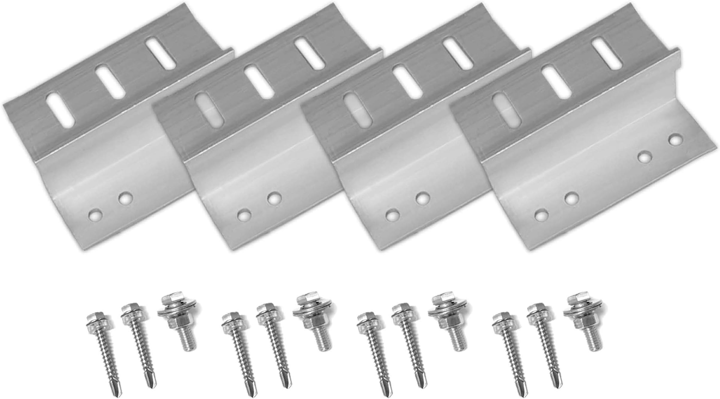 NewpowaSolar Panel Mounting Z Bracket with Nuts and Bolts Supporting for RV, Boat, Wall, Off Grid Roof Installation A Sets of 4 Units Sliver Aluminum
