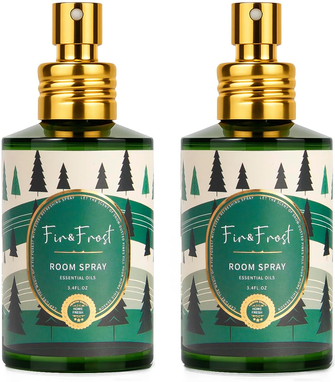 Fir Room Spray 2 Pack, 3.4oz/100ml Each – Long-Lasting Air Freshener & Odor Eliminator for Home, Bathroom, Bedroom & Office, Concentrated Room Spray