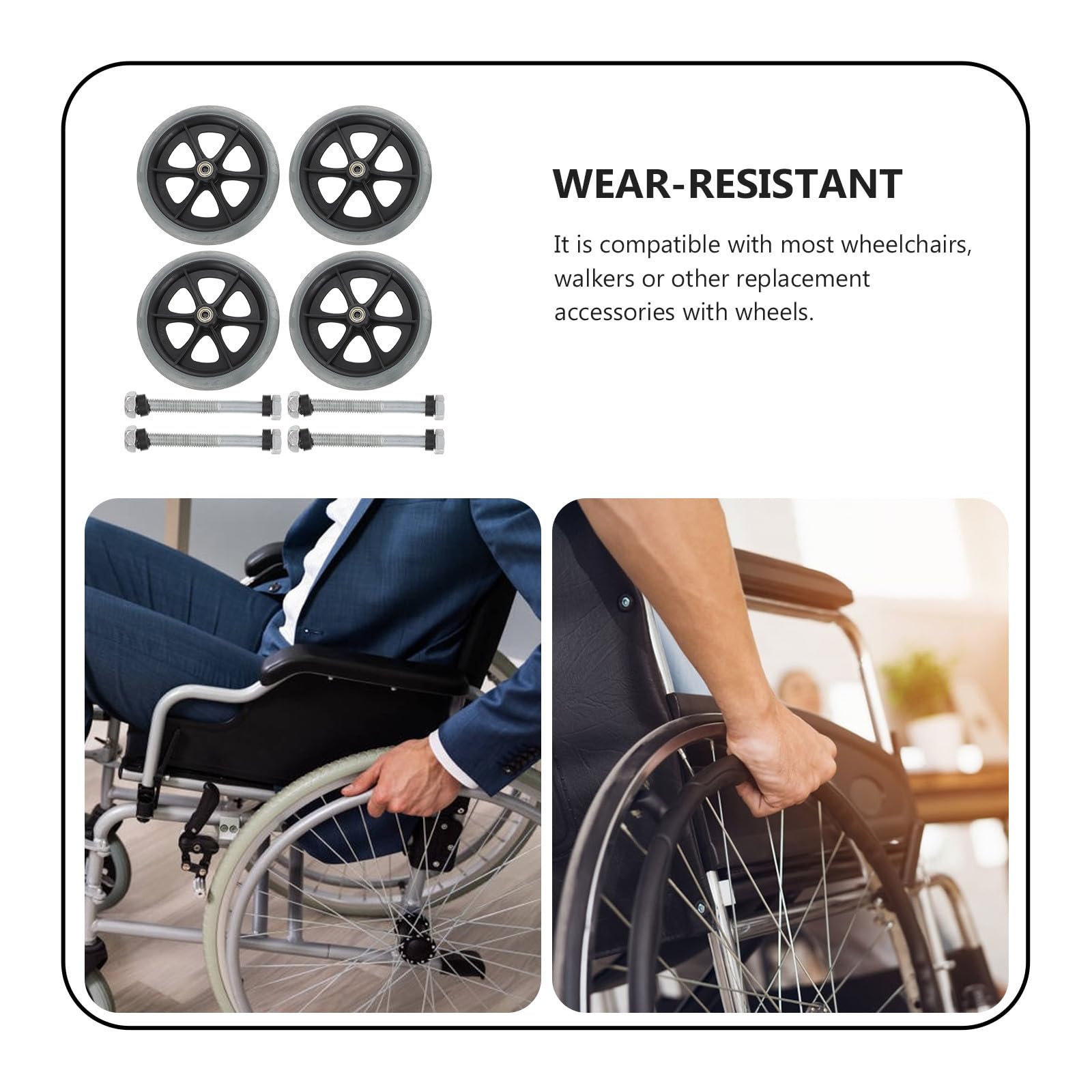 ifundom Rollstuhlräder Vorderradersatz für Rollstuhl, Leise, Rutschfest, | Innen und Außen Nutzbar, Abs Pvc Stahl, Ersatzteil für Rollstühle und Andere Fahrzeuge