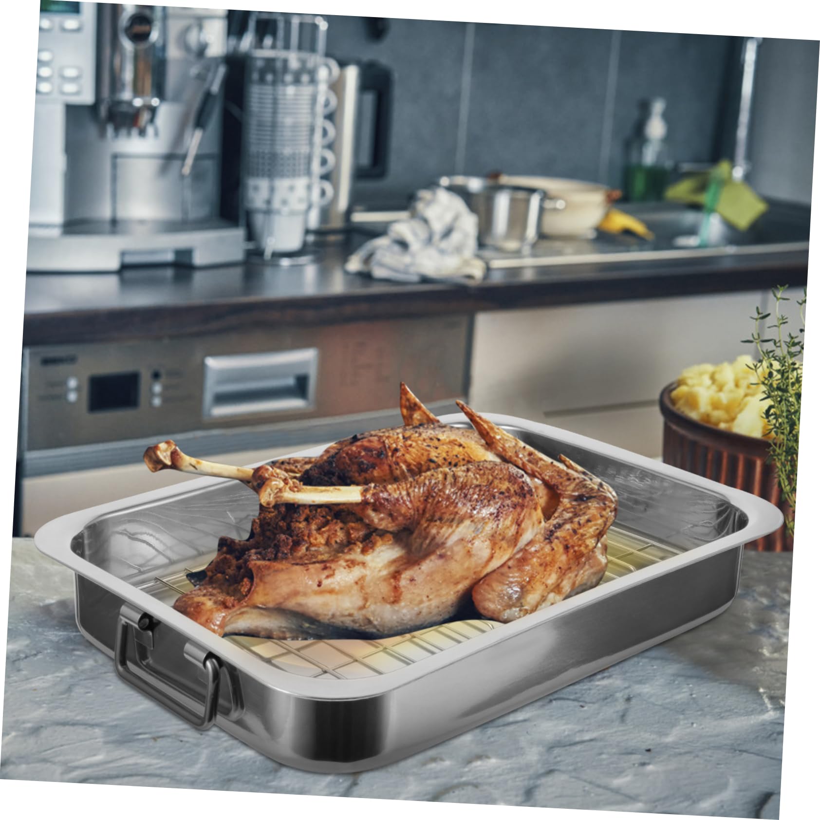 SHOWERORO Bandeja De Horno Rectangular Con Rejilla 33x23x5 Cm Acero Inoxidable Para Horno Adecuado Para Asar y Hornear Uso Doméstico y Profesional Kit De Bandeja Para Hornear