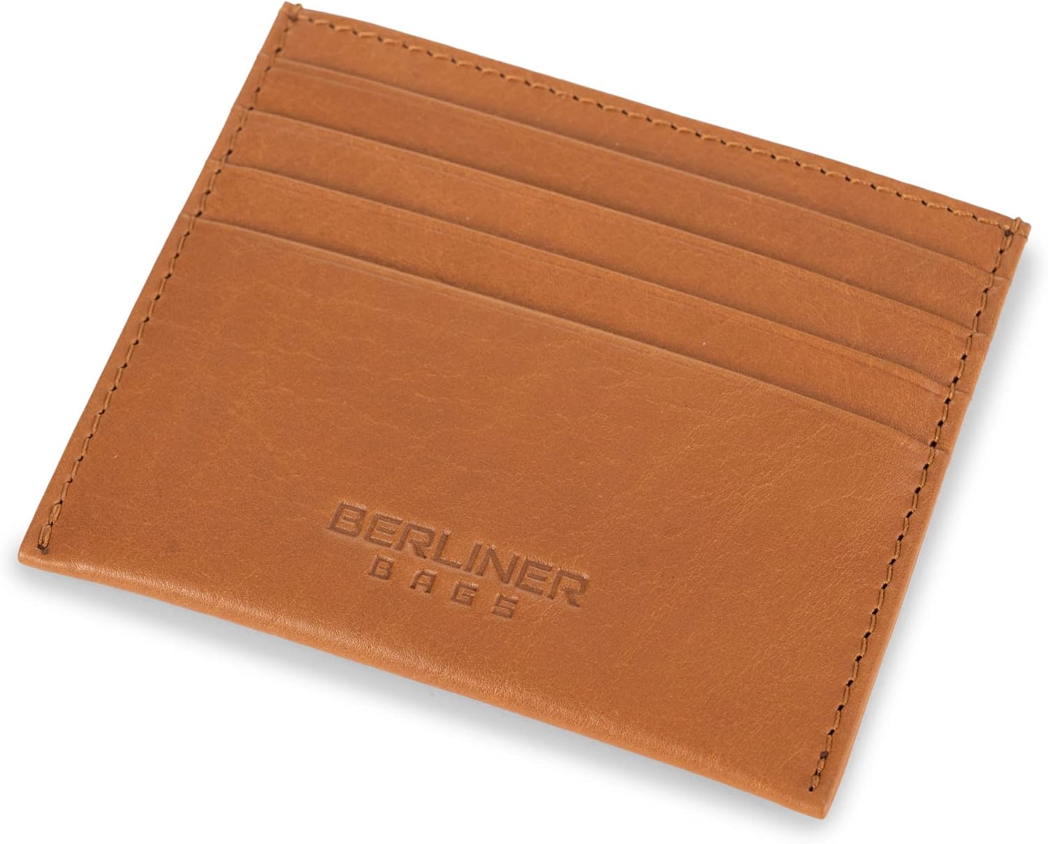 BERLINER BAGS Premium Leather Card Case, RFID Blocking Card Holder for Men and Women - Cognac