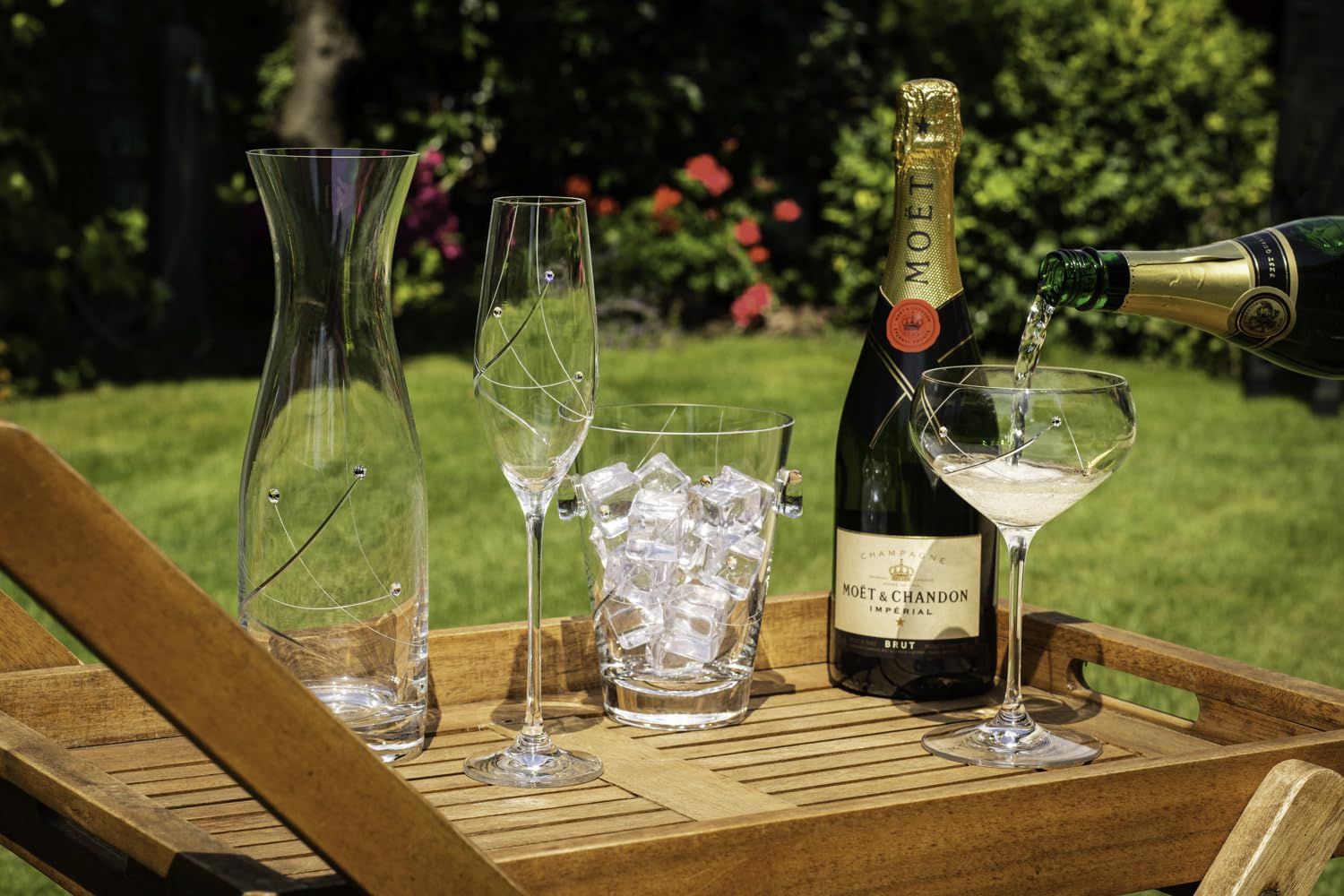 DIAMANTE Swarovski Champagne Flutes Prosecco Glasses Pair - 'Angelina' Embellished with Swarovski Crystals - Set of 2 - Image 4