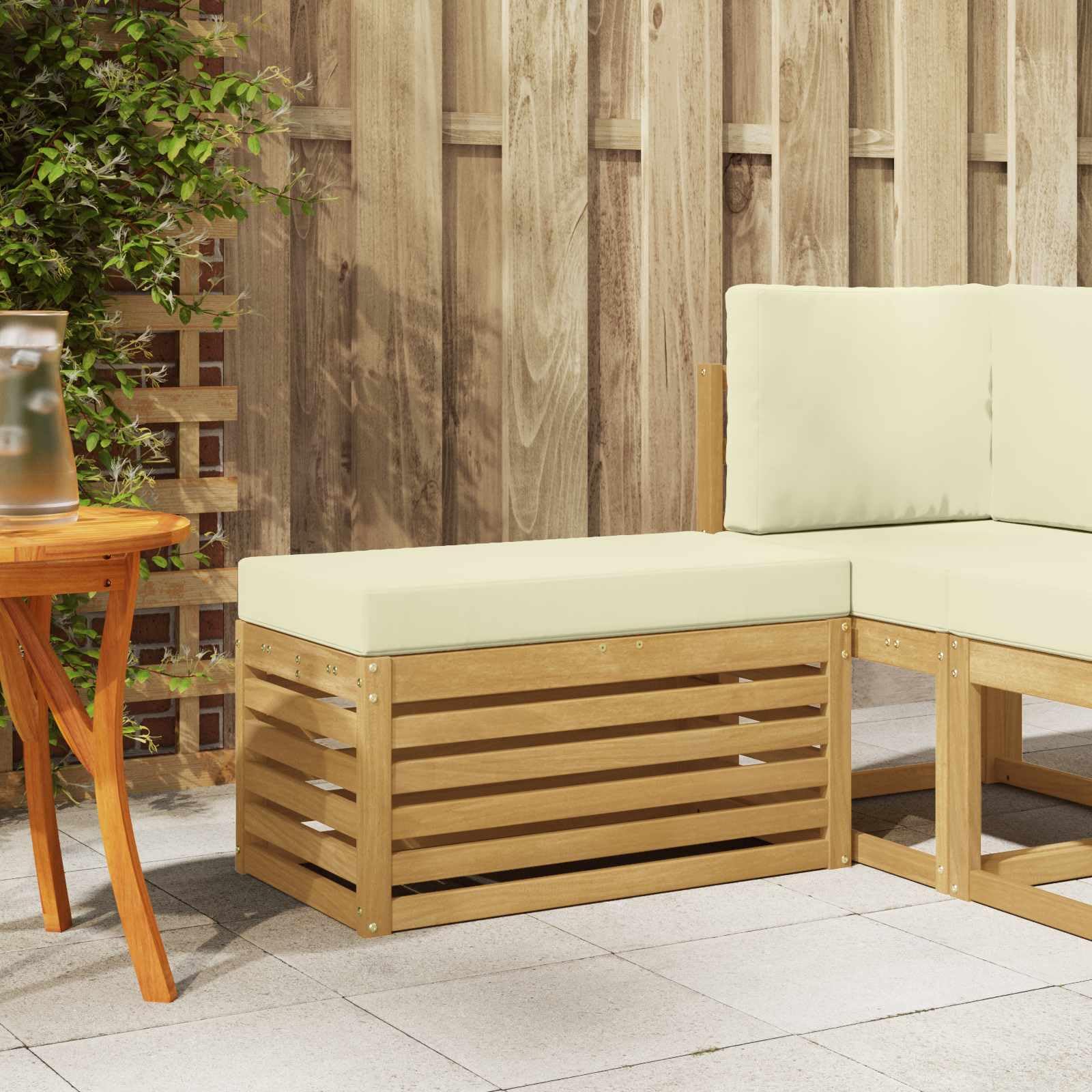 Banco de exterior blanco 80 x 43 cm madera maciza de acacia