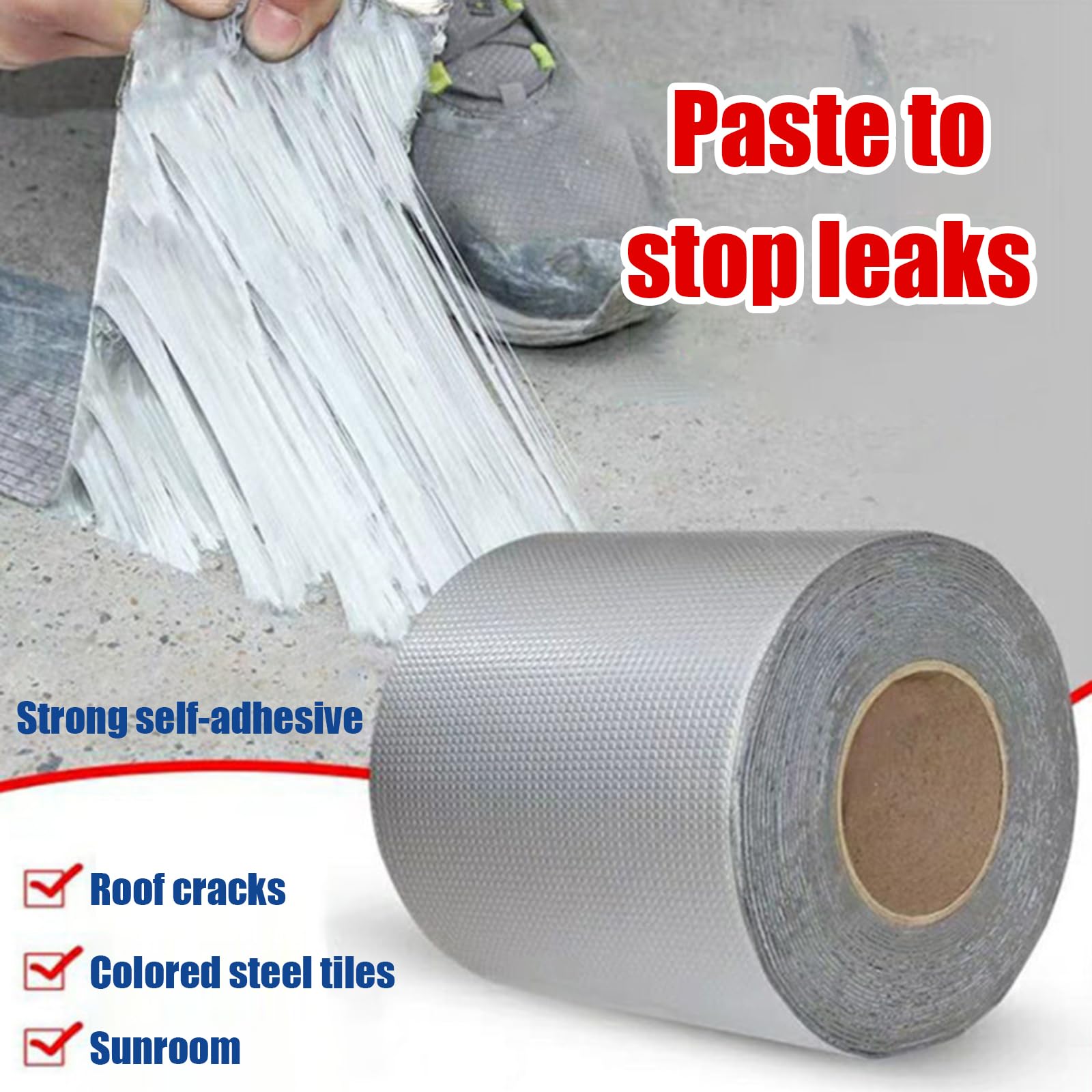 Cinta Impermeable Autoadhesiva,Cinta De Butilo para ReparacióN,Cinta Fugas Agua Presion,Eficaz Y PráCtico,Adecuado para ReparacióN De Puertas Y Ventanas