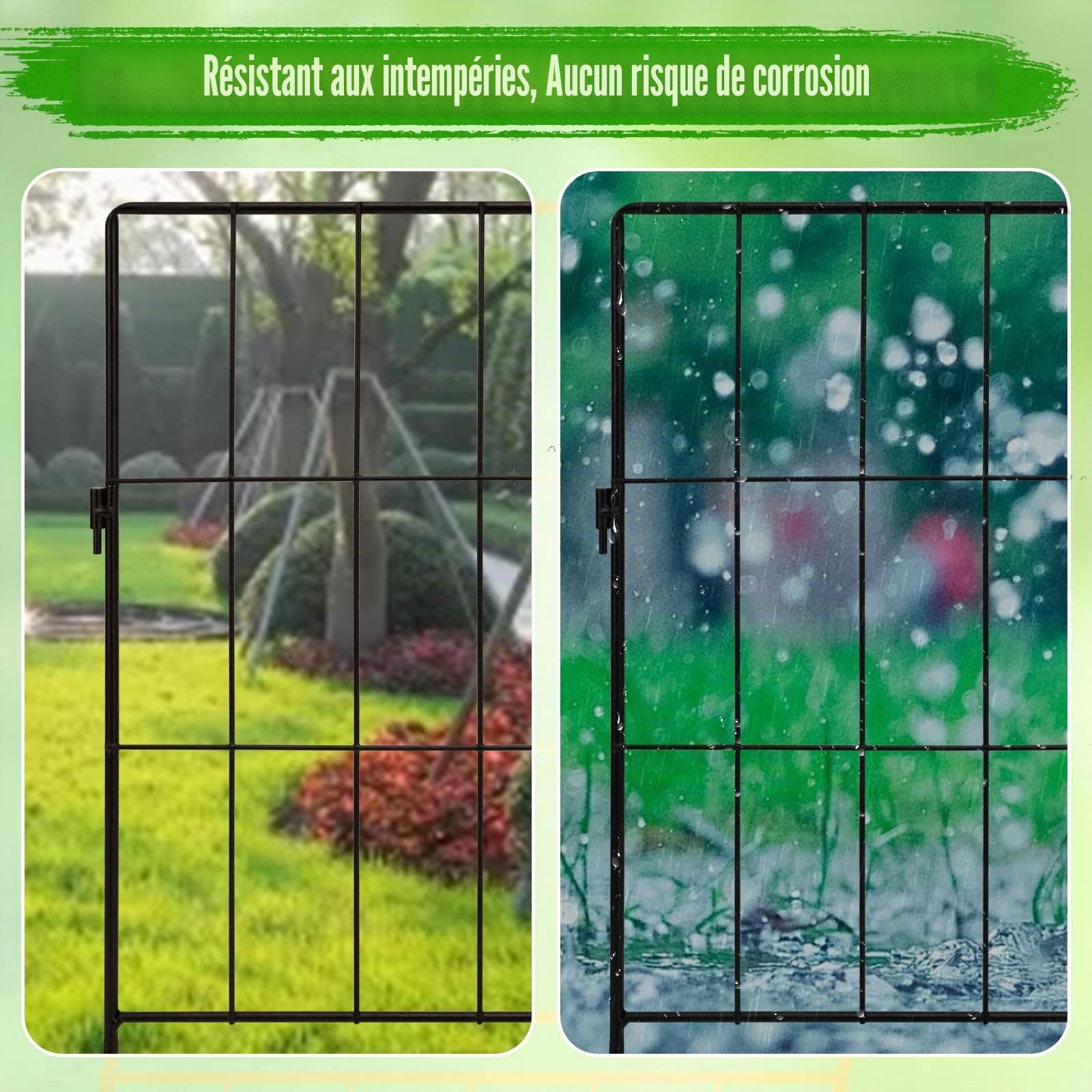 Lot de 10 Clôtures Jardin Extérieur, 81 cm(H) x 32 cm(L) Bordure Extérieur Métal Barrière de Jardin Décorative Antirouille Clôture pour Chiens, Barrière Animaux pour Cour, Terrasse, Pelouse