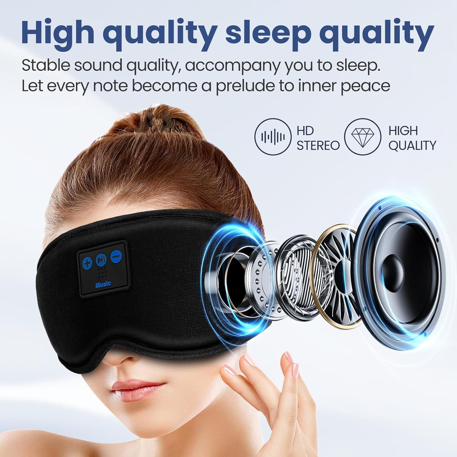 Sleep Headphones, HILDCROA Sleep Mask with Bluetooth Headphones, Sleeping Headphones for Side Sleeper, Bluetooth Eye Mask for Sleeping, Meditation & Travel