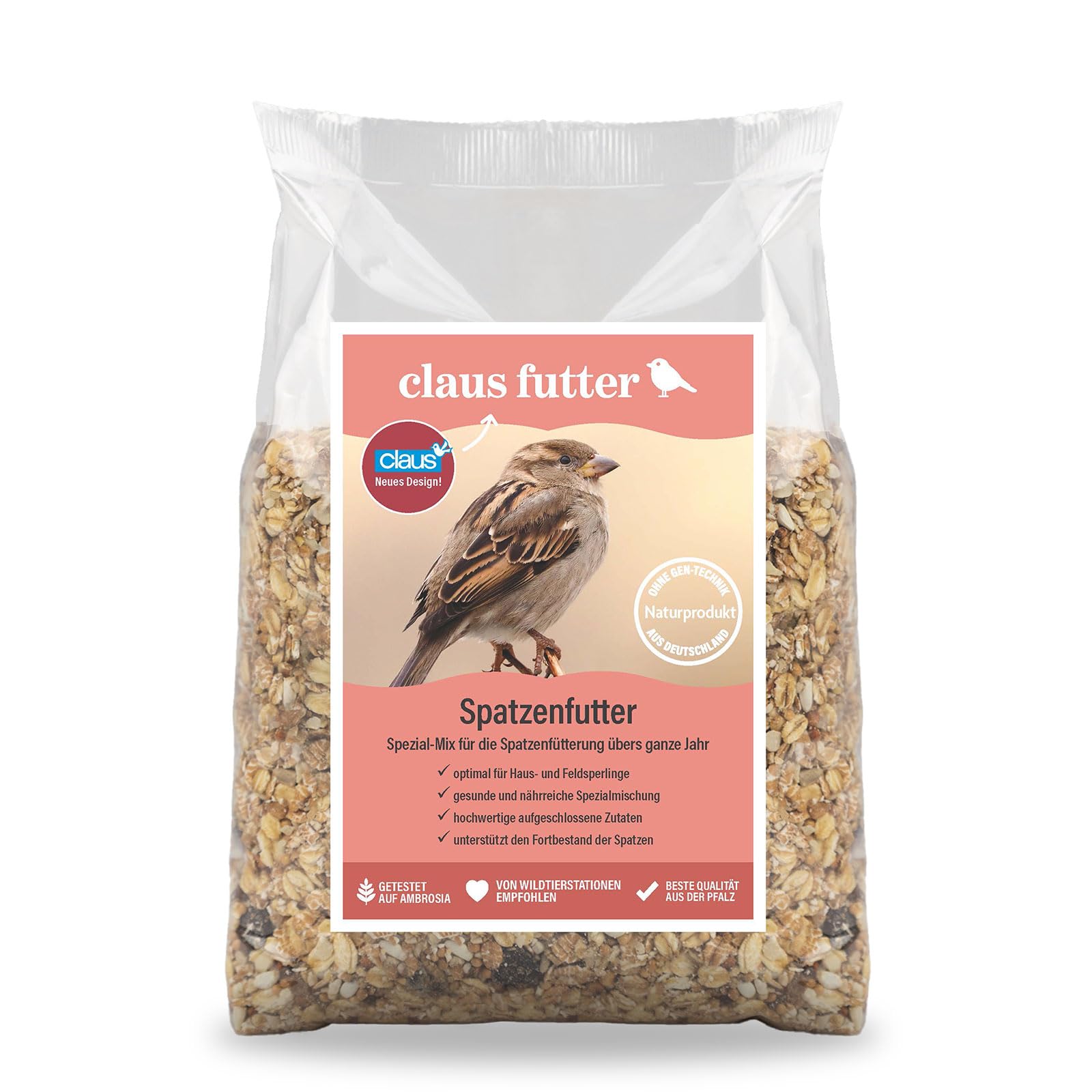 Claus Pienso para gorriones, mezcla especial para alimentación todo el año, paquete doble, 2 x 700 g