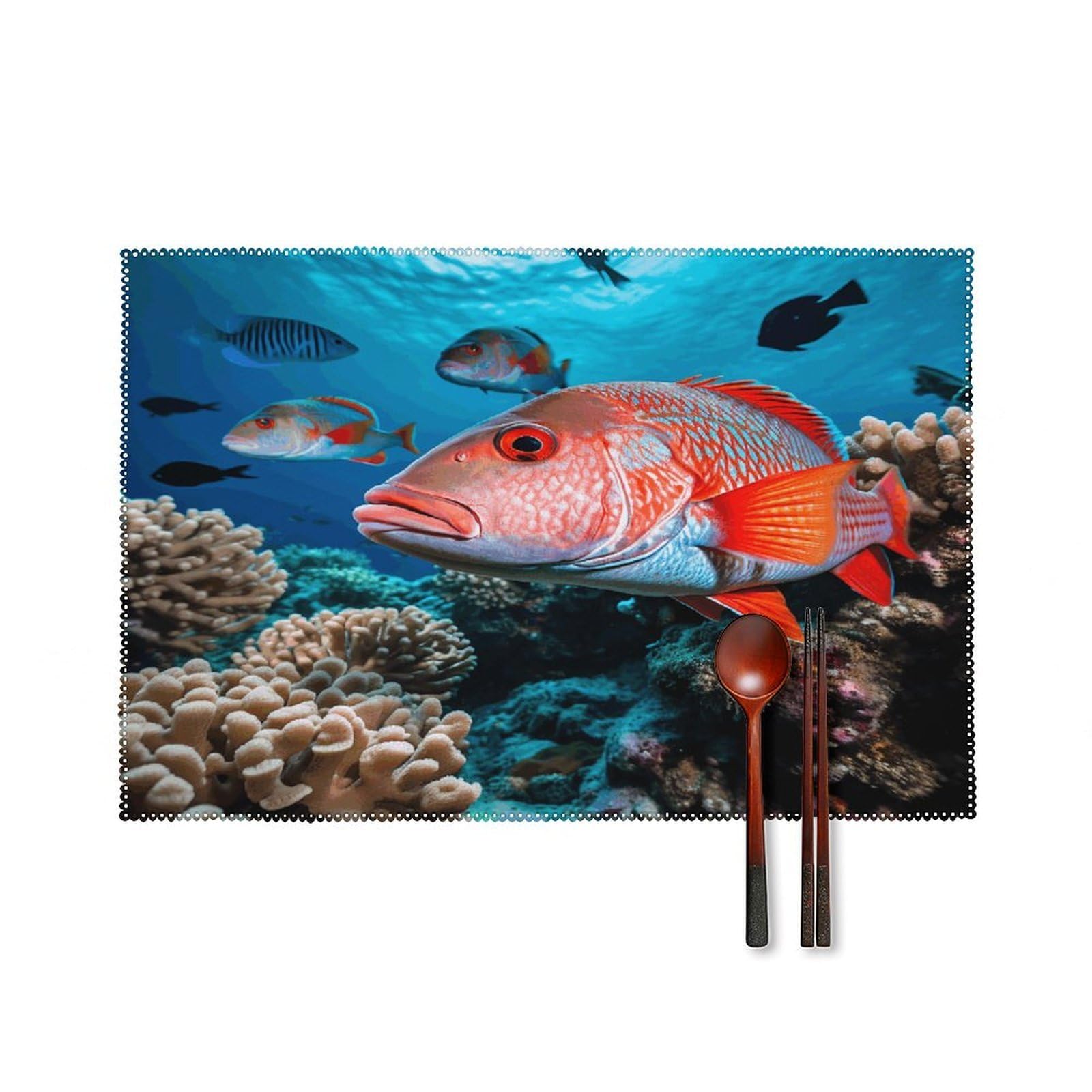 Fodpand Style Fish And Coral Placemats Set Of 4 Place Mats Table Mats
