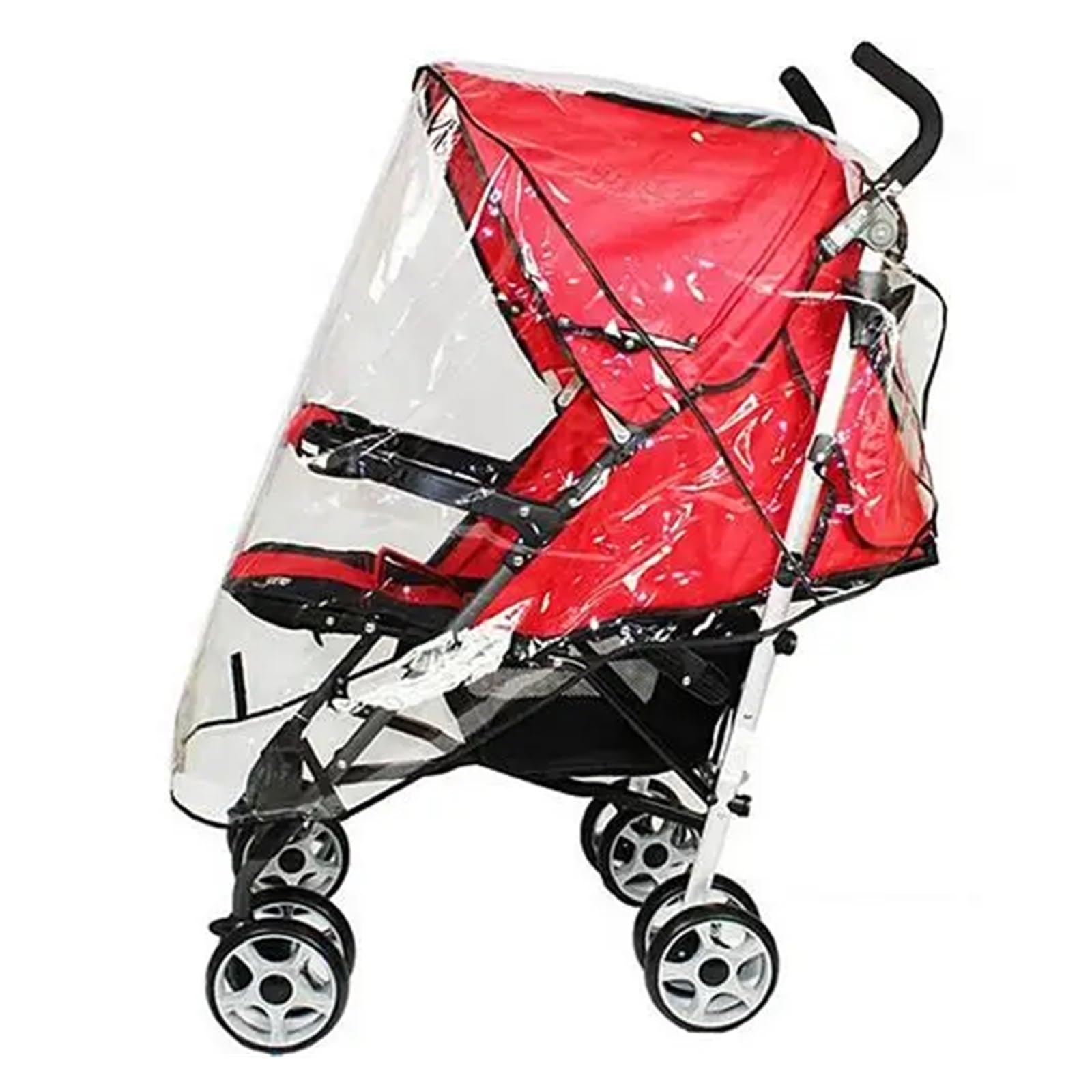 Parapioggia in PVC for passeggino | Bordo Nero Trasparente 75x55x80 cm Protezione antipioggia universale for passeggini