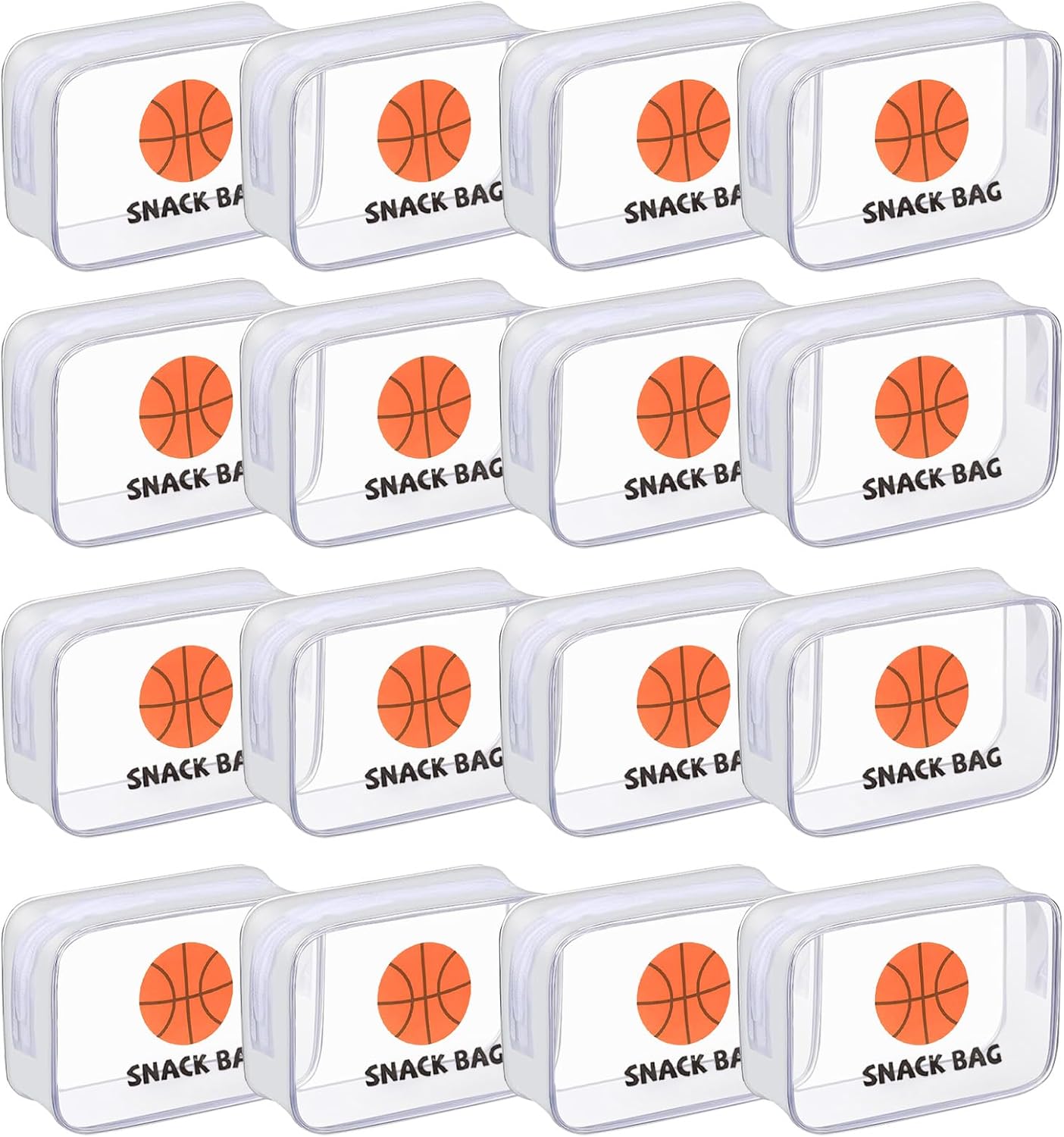 16 Pcs Basketball Snack Bags for Team Basketball Party Gift Bags Clear Basketballs Goodie Snack Treat Candy Bag for Team Ground Birthday Sports Basketballs Party Favors