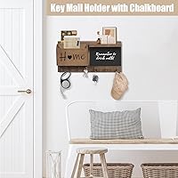 Vista 4 de RELBRO Soporte para Llaves de Pared, Organizador de Correo y Llaves de Pizarra de Madera con Estante, 12 Ganchos para Llaves, Marrón