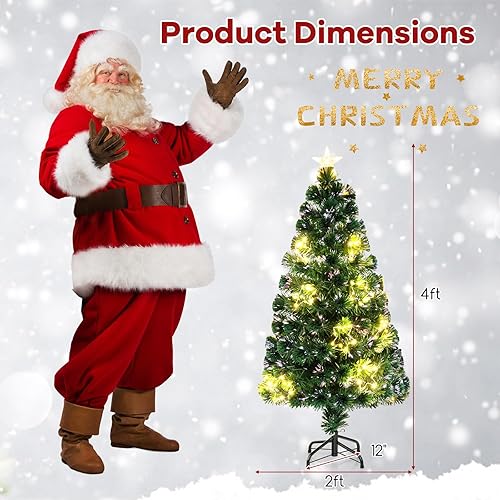 Miniatura 108 de Goplus Árbol de Navidad artificial de fibra óptica preiluminado, con luces LED multicolor y copos de nieve (6 pies)