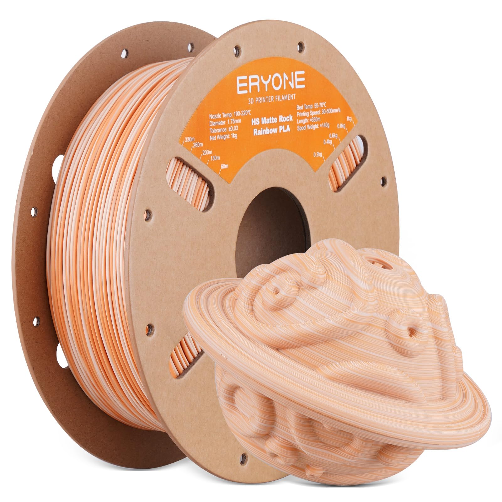 ERYONE Matte Twist PLA Filament 1.75mm,3D Printer Filament PLA Matte +/-0.03mm, 1kg(2.2lbs)/Spool,Fast Color Change Matte Multicolored Rainbow PLA, Matte Rock PLA Maple Amber