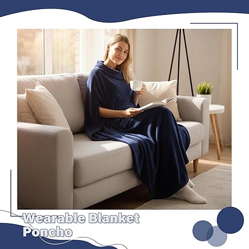 Miniatura 2 de Catalonia Manta de forro polar Poncho para adultos, mujeres y hombres, manta de viaje con bolsillo, cálida, suave, acogedora, cómoda, regalo cómodo,