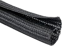 Vista 1 de Funda protectora de cable expandible de PET negro para cable de carga USB, cable de alimentación, cable de audio y video, puede proteger al perro