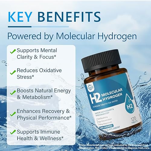 Miniatura 4 de Tabletas de hidrógeno molecular (H2) con magnesio  Tableta de agua de hidrógeno de 12 PPM para agua potable, rica en antioxidantes, apoya la salud